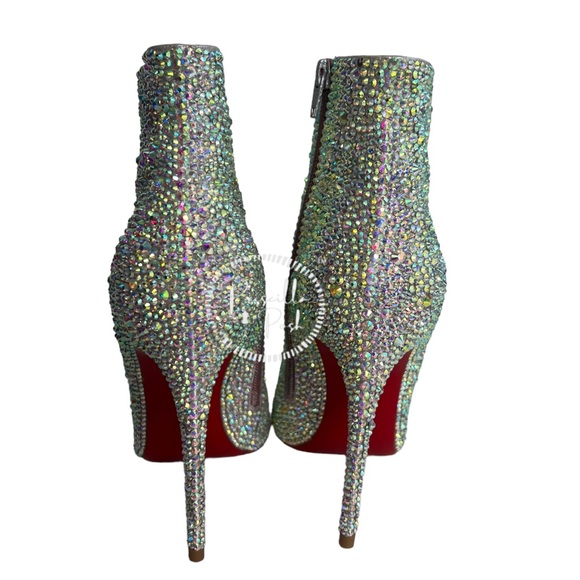 Christian Louboutin So Kate White Custom Strass Crystal Boots Booties Swavorski - Picture 10 of 17